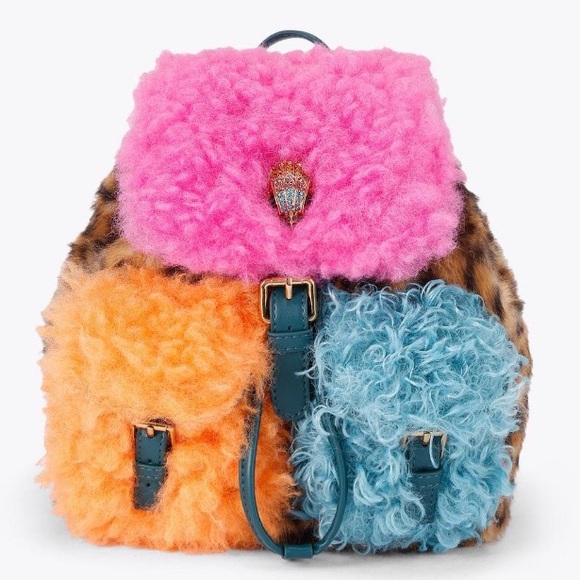 Kurt Geiger Handbags - 🩷🧡KURT GEIGER LONDON SMALL HOXTON MULTICOLOR🐆FUR BACKPACK🎒🩵🤎